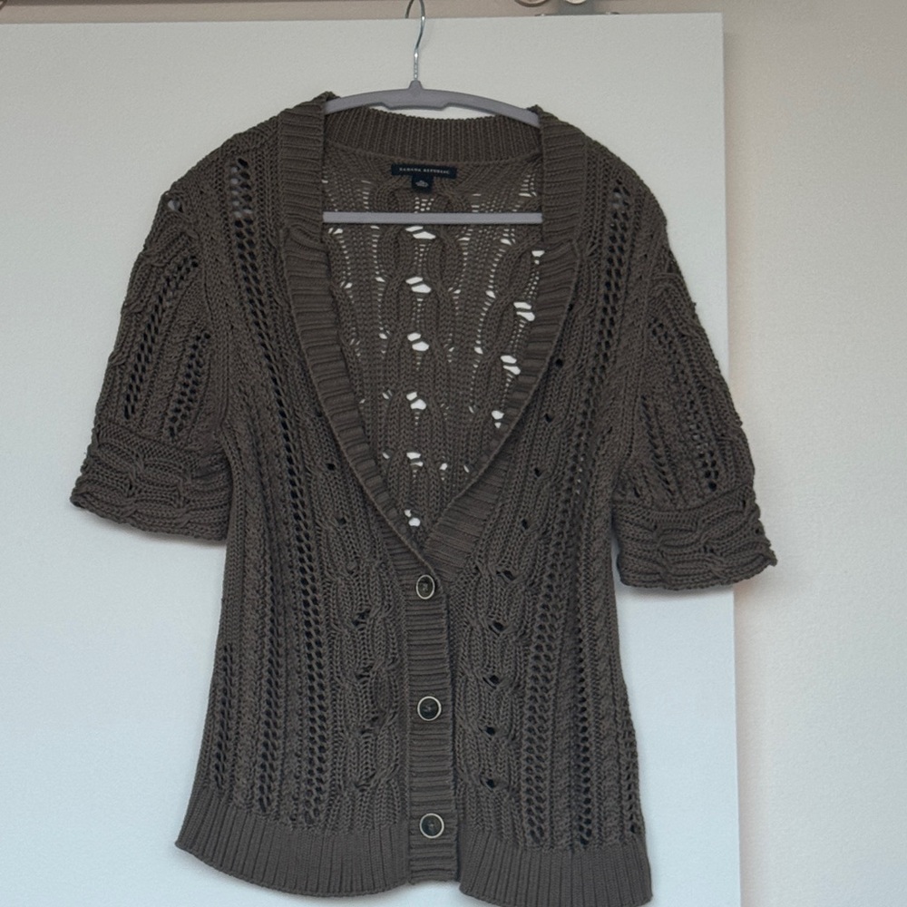 Banana Republic Dark Brown Open Knit Cardigan